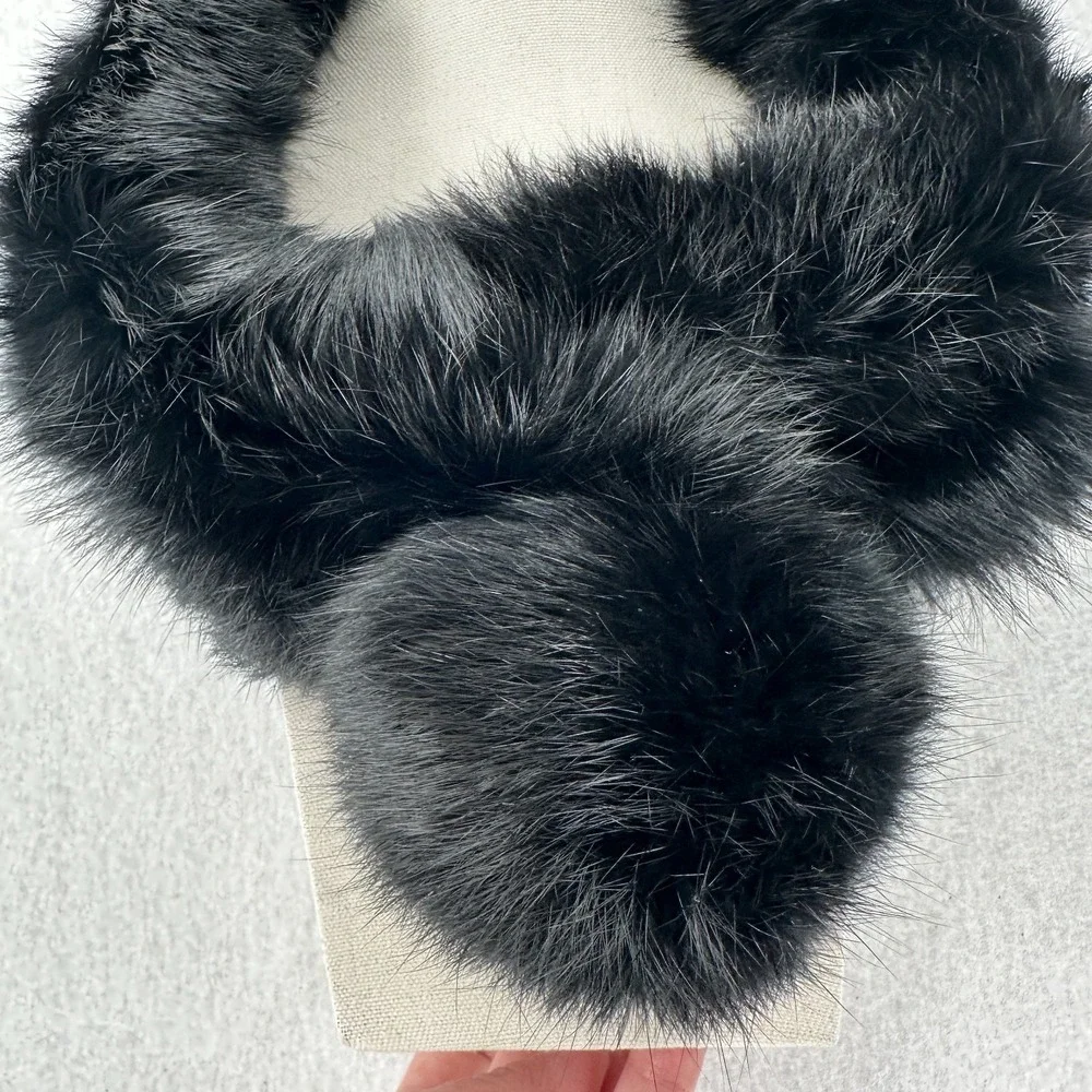 VTG‎ 1960s Adjustable Fur Collar Scarf Black One Size Beautiful Soft Old Money